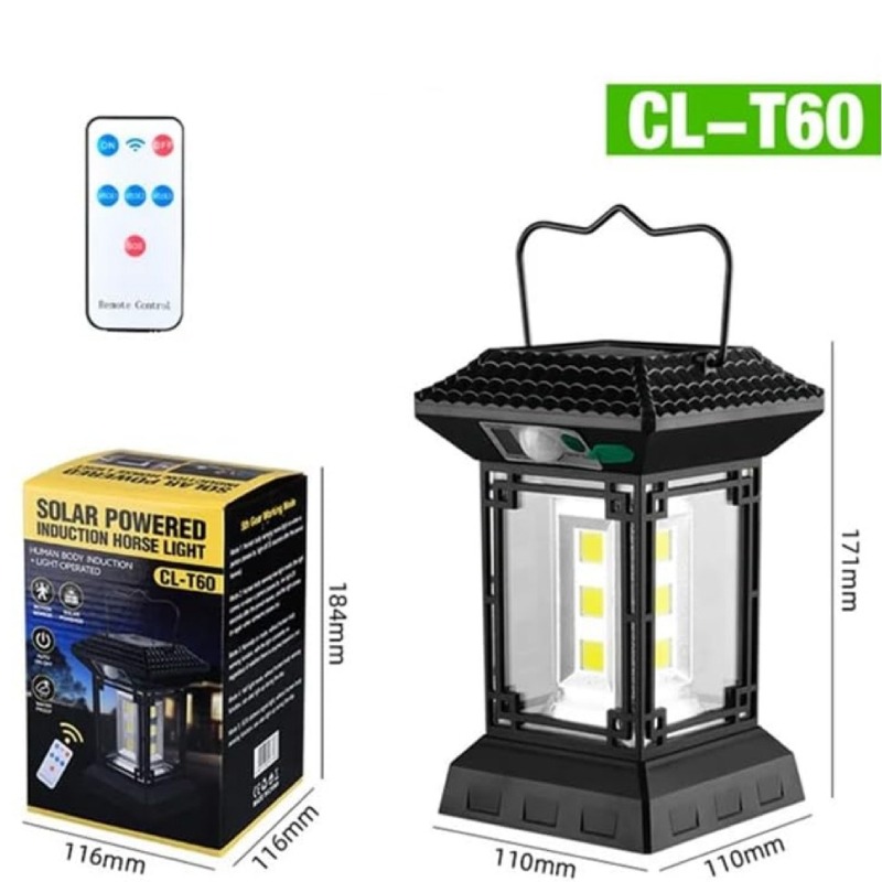 LANTERNE AVEC PANNEAU SOLAIRE DÉTECTEUR DE MOUVEMENT ET TÉLÉCOMMANDE CL-T60  - Image 2