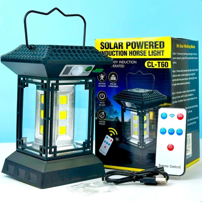 LANTERNE AVEC PANNEAU SOLAIRE DÉTECTEUR DE MOUVEMENT ET TÉLÉCOMMANDE CL-T60  - Image 4