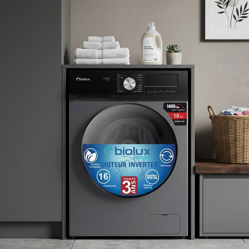 Lave Linge Frontal BIOLUX ECO 100 S 10Kg - Acier Noir - Image 3