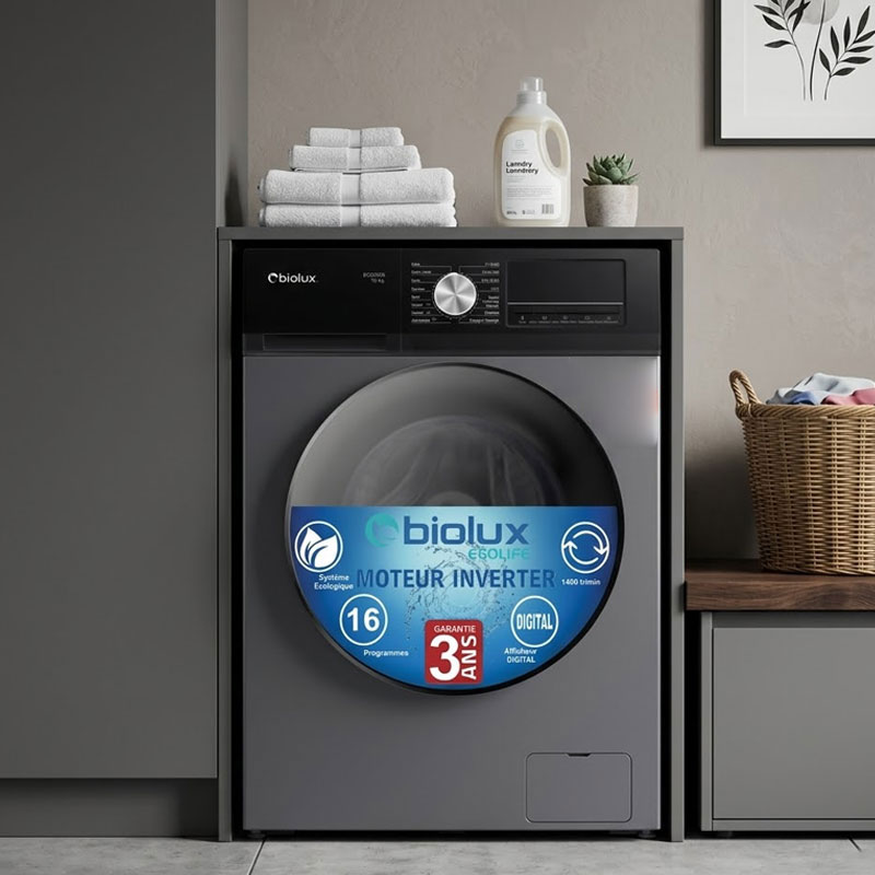 Lave Linge Frontal BIOLUX ECO 120 S 12Kg - Acier Noir - Image 3