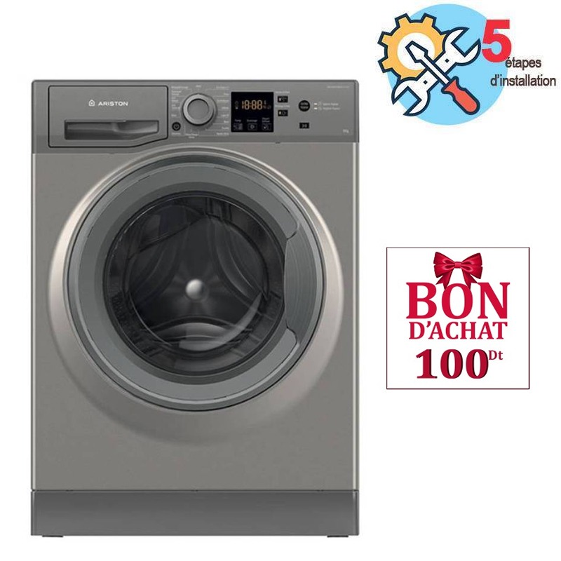 Machine à Laver Frontale Ariston NSWM925CGGMA 9Kg Silver, Photo boutique MyTek chez MyTek