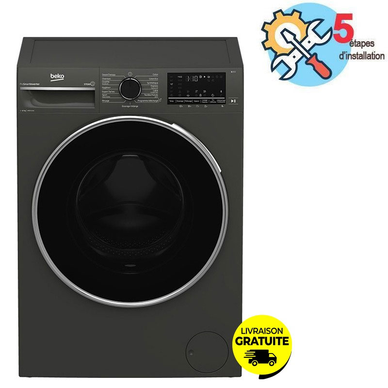 Lave Linge Frontal BEKO B3WFT51242MG 12kg - Gris Foncé