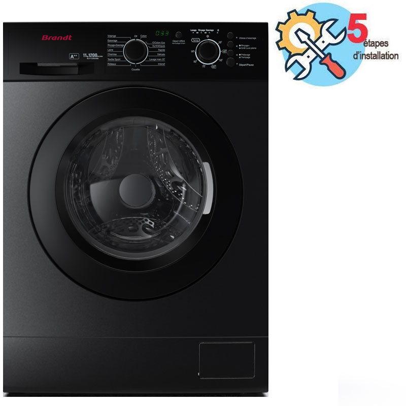 Brandt BLF820SBL - Lave-linge frontal, 8 kg, 1200 tr/min, 15 programmes, classe A++, dark silver, Photo boutique MyTek chez MyTek