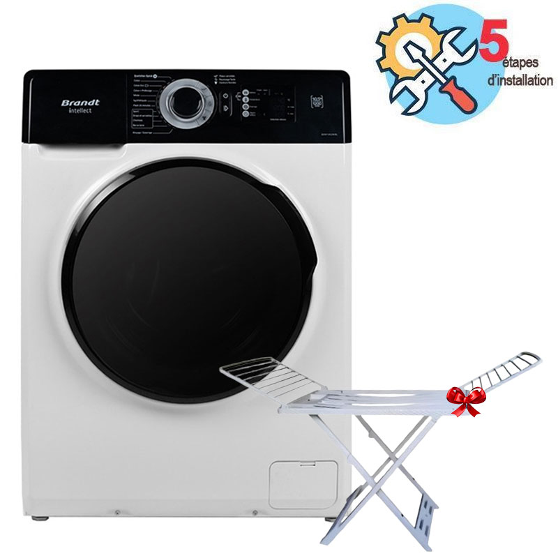 Brandt BAM1052WBL - Lave-linge frontal, 10.5 kg, 1200 tr/min, 12 programmes, classe A+++, silver, Photo boutique MyTek chez MyTek