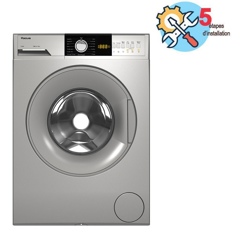 Focus F 1208S - Lave-linge pose libre, 8 kg, 1200 tr/min, 15 programmes, dark silver, Photo boutique MyTek chez MyTek