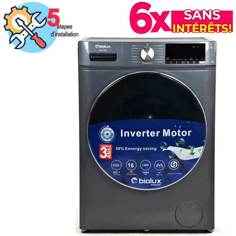 Machine à Laver Frontale Inverter Biolux M.MAXY90-S 9Kg Noir, Photo boutique MyTek chez MyTek