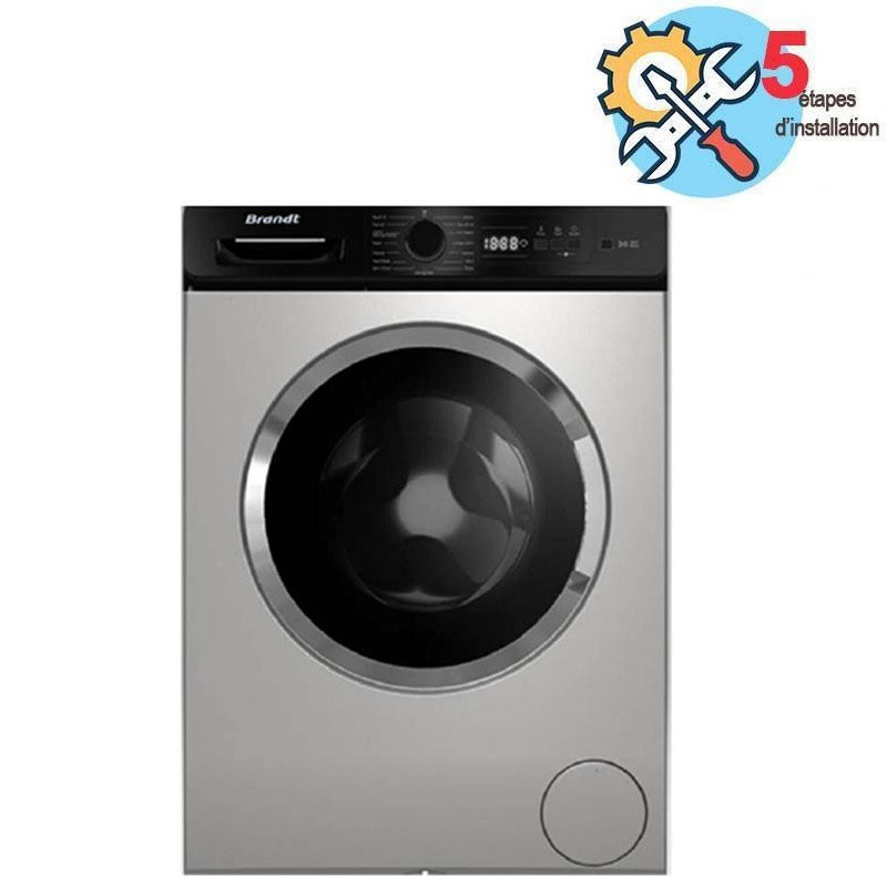Lave Linge Frontal Inverter BRANDT BLF942QSBL 9 kg 1400tr - Silver