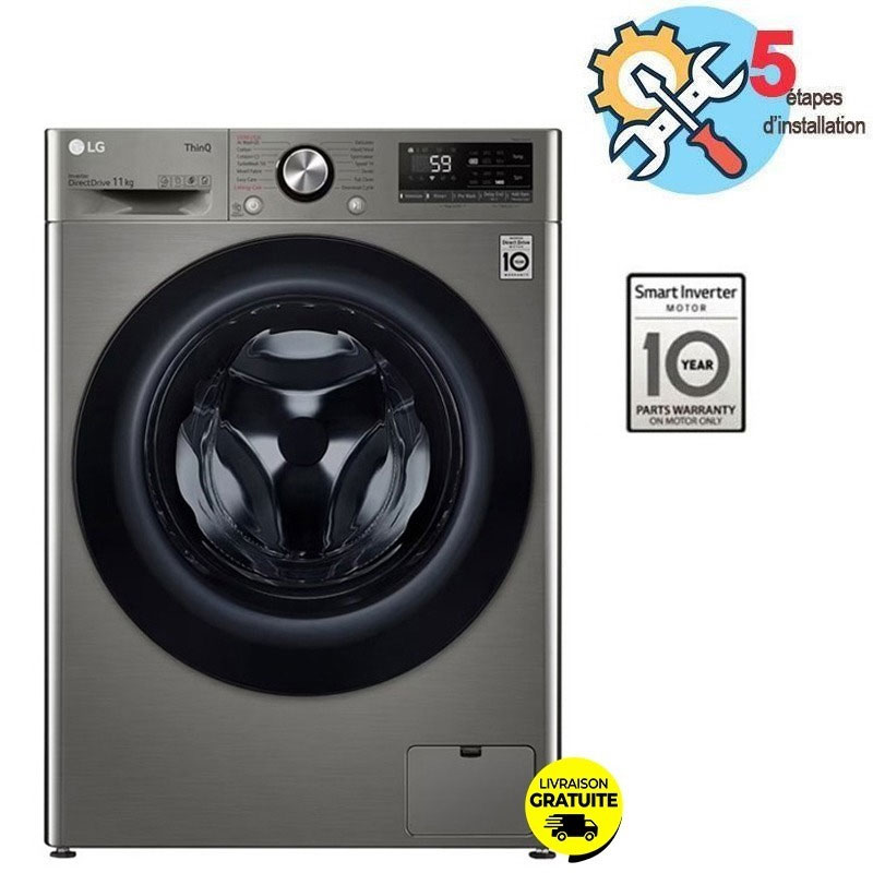 Lave linge Frontal LG F4Y5EYGYPV 11 Kg - Silver