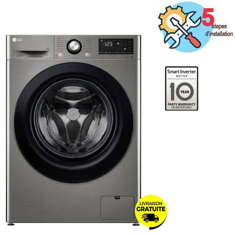 Lave Linge Frontal LG Vivace F4R3VYG6P 9kg - Silver