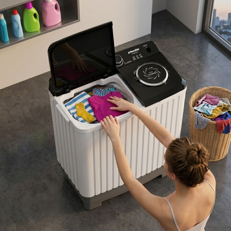 Lave Linge Semi Automatique Top NEWSTAR DT080-110 8Kg - Bleu & Noir - Image 2