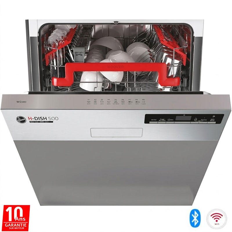 Lave Vaisselle Semi-Encastrable HOOVER 16 Couverts Wi-Fi&Bluetooth - Inox