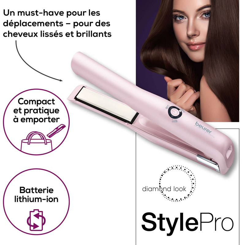 Lisseur Cheveux Sans Fil BEURER HS20 - Rose - Image 2