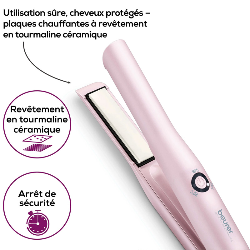 Lisseur Cheveux Sans Fil BEURER HS20 - Rose - Image 4