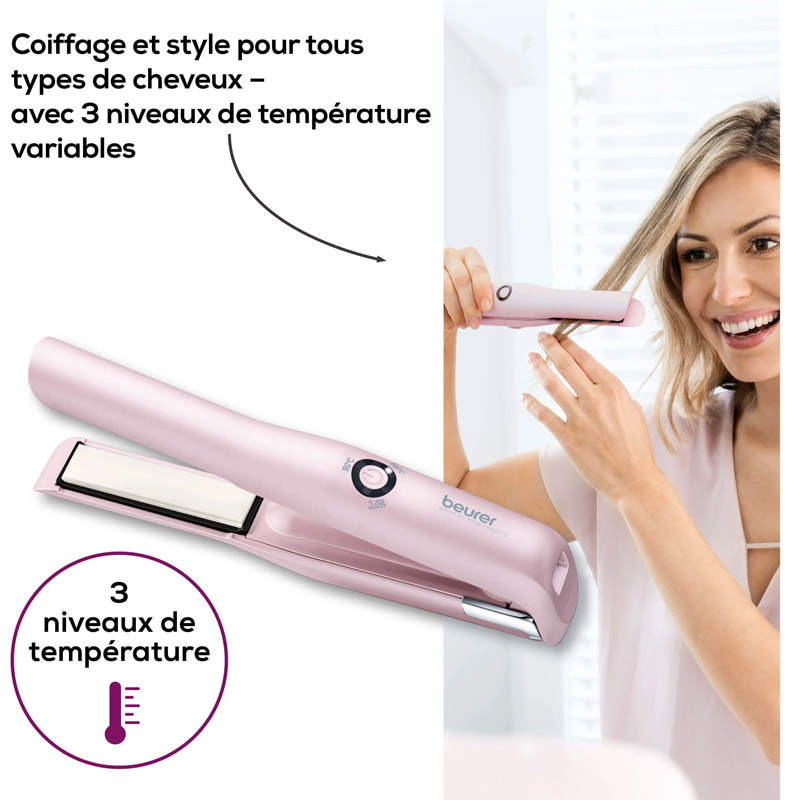Lisseur Cheveux Sans Fil BEURER HS20 - Rose - Image 5