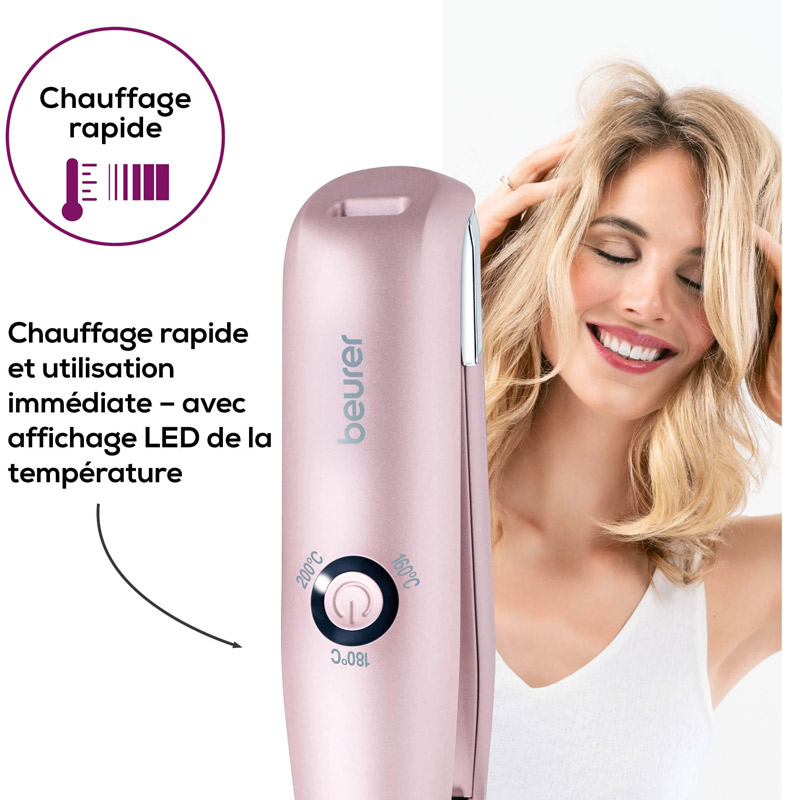 Lisseur Cheveux Sans Fil BEURER HS20 - Rose - Image 6