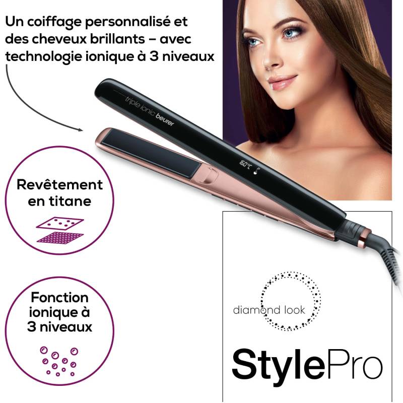 Lisseur Cheveux BEURER HS80 45W - Noir&Rose Gold - Image 3