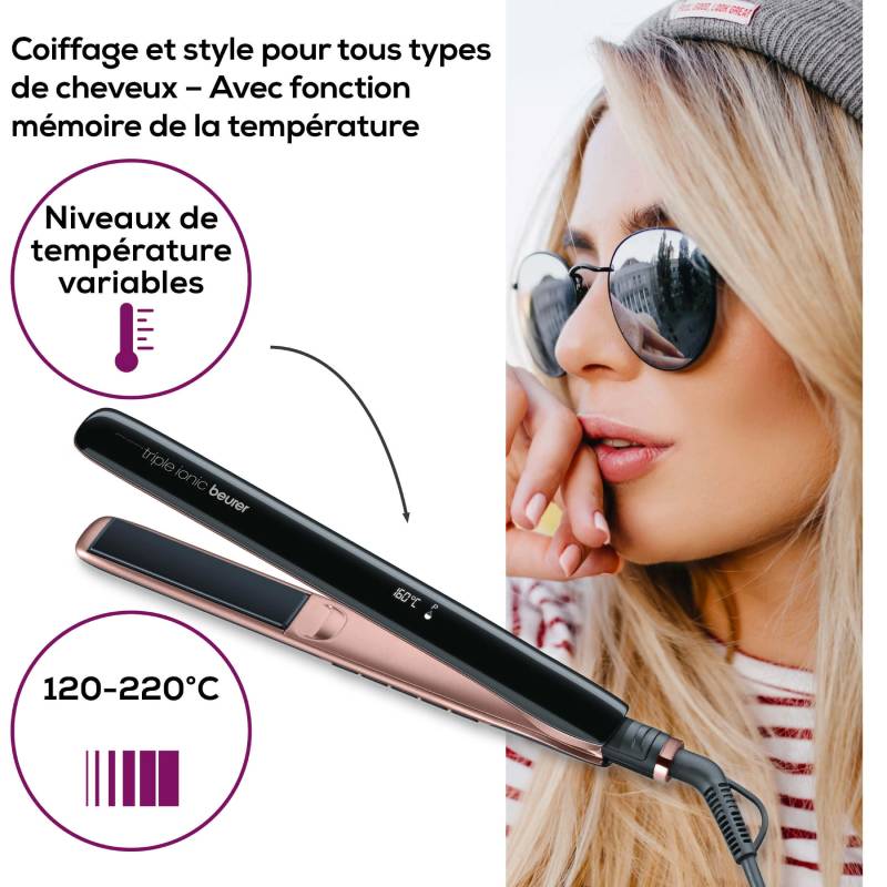 Lisseur Cheveux BEURER HS80 45W - Noir&Rose Gold - Image 4