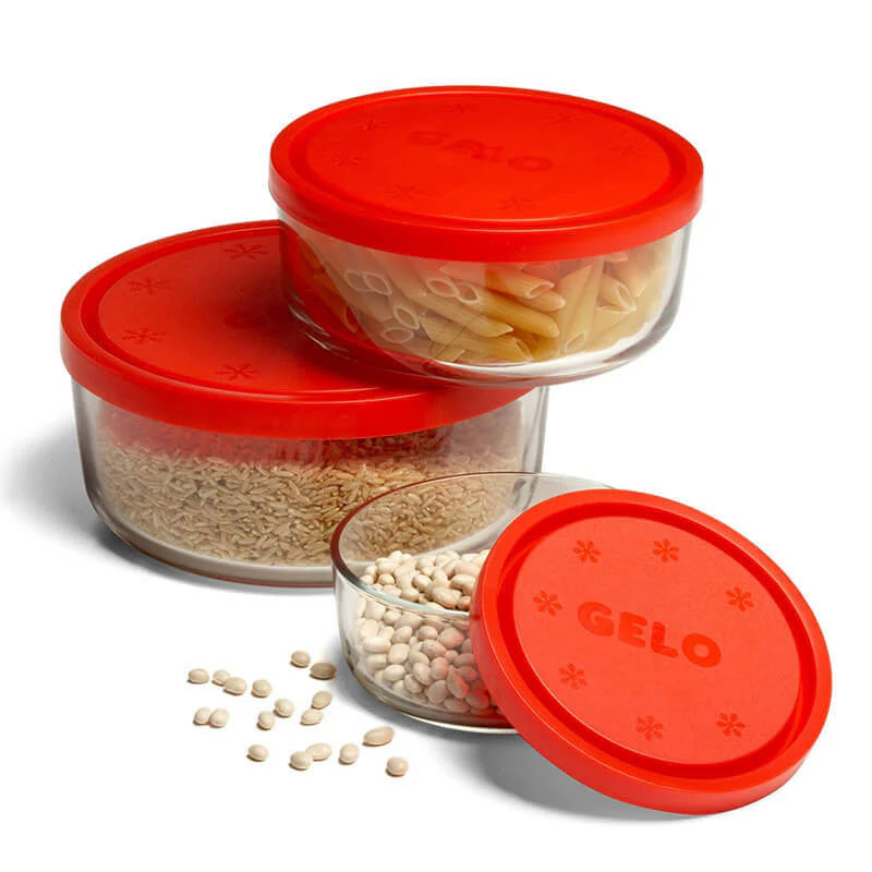 Lot De 3 Boites De Conservation BORMIOLI ROCCO GELO 7.5L - 11.5 L - 14.5L - Rouge