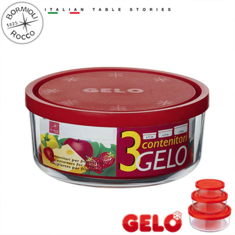 Lot De 3 Boites De Conservation BORMIOLI ROCCO GELO 7.5L - 11.5 L - 14.5L - Rouge - Image 3