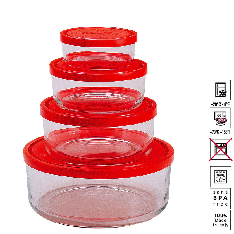 Lot De 4 Boites De Conservation BORMIOLI ROCCO GELO Box 11-15-18-23 cm Rouge - Image 4
