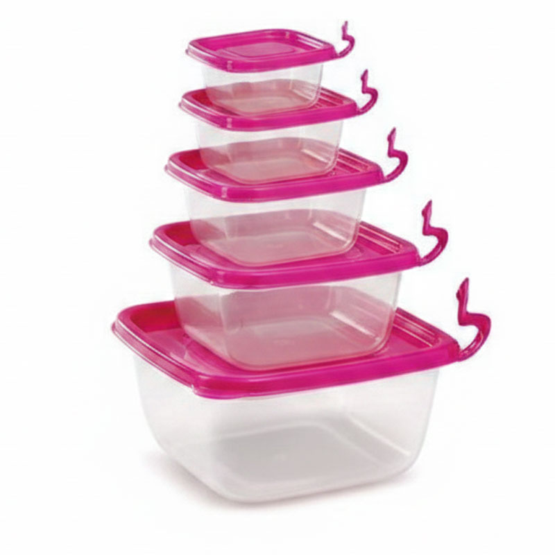 Lot De 5 Boites De Conservation Max Plast 340ml - 700ml -1500ml - 3L - 5.3L - Rose