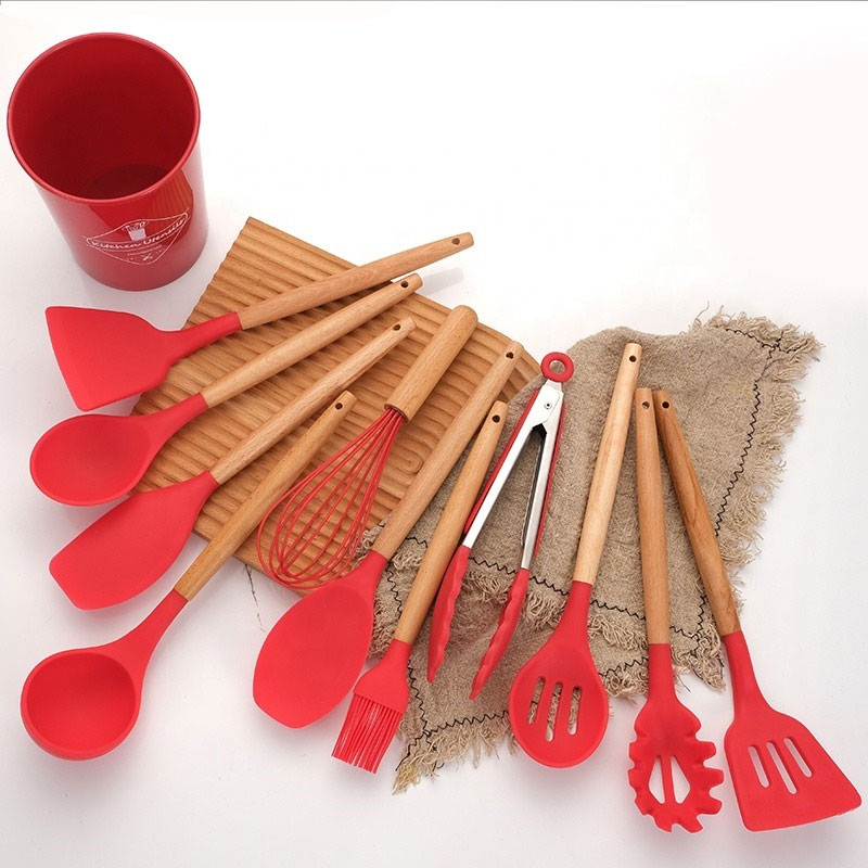 Lot De 12 Ustensiles De Cuisine En Silicone - Rouge - Image 3