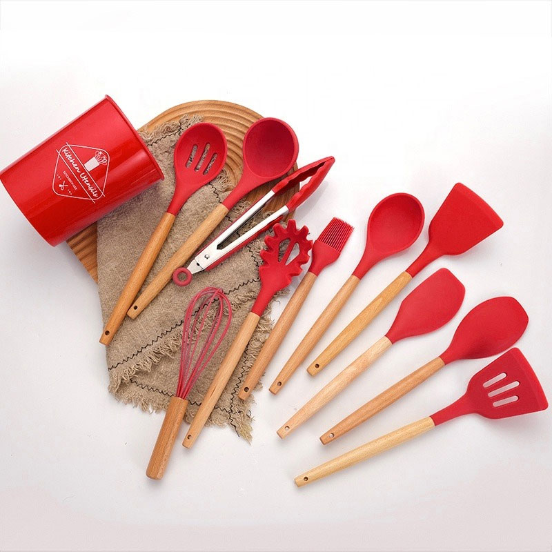 Lot De 12 Ustensiles De Cuisine En Silicone - Rouge - Image 2