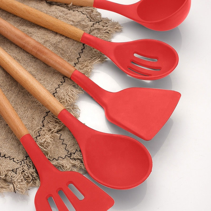 Lot De 12 Ustensiles De Cuisine En Silicone - Rouge - Image 4