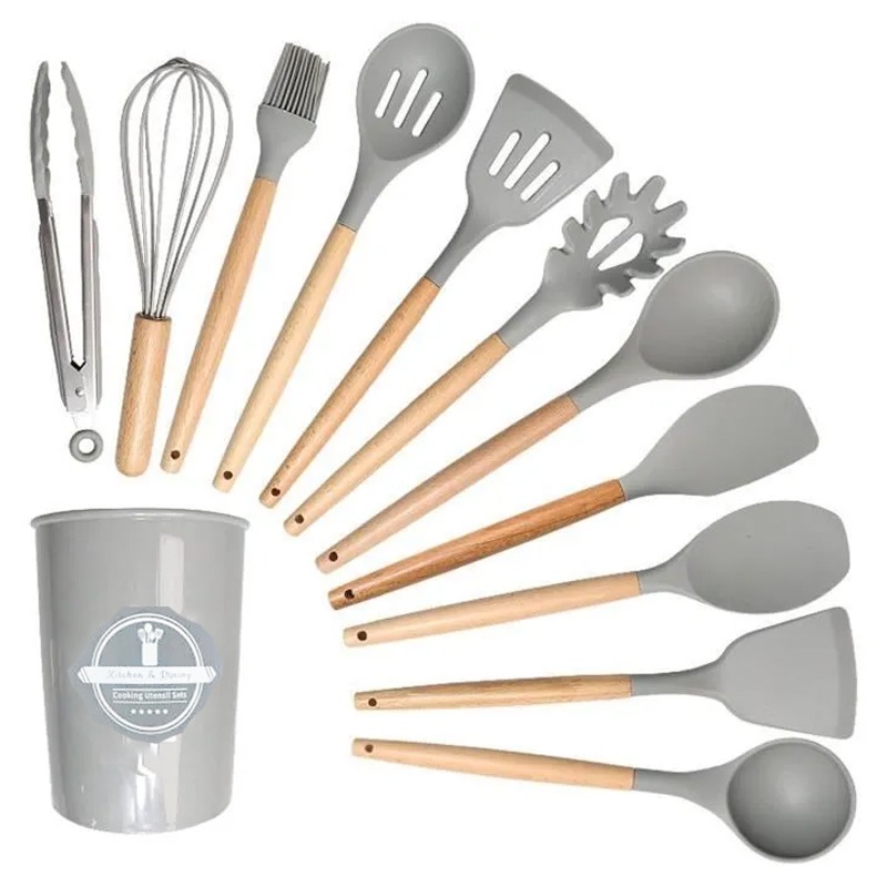 Lot De 12 Ustensiles De Cuisine En Silicone - Gris - Image 2