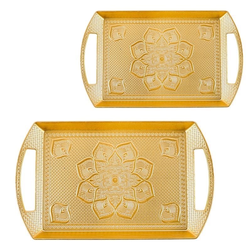 Lot De 2 Plateaux rectangulaires En Plastique - Doré