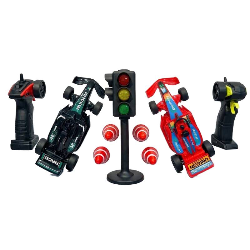 Lot de 2 Voitures 168-68C avec Feu de Signalisation et Cônes