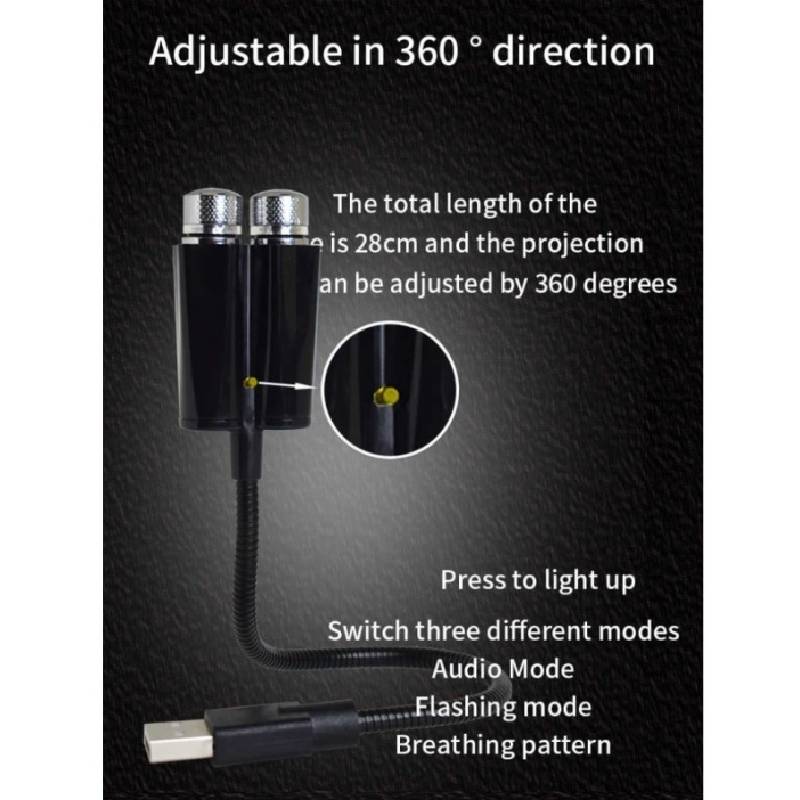 Lumière D’Ambiance LED Pour Voiture Effet Ciel Étoilé 360° - C202S - Image 6