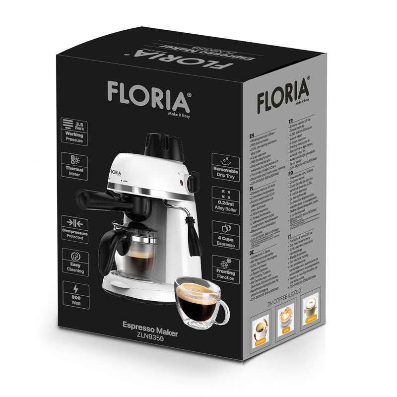 Machine à Café Expresso FLORIA ZLN9359 240ml - Blanc - Image 3