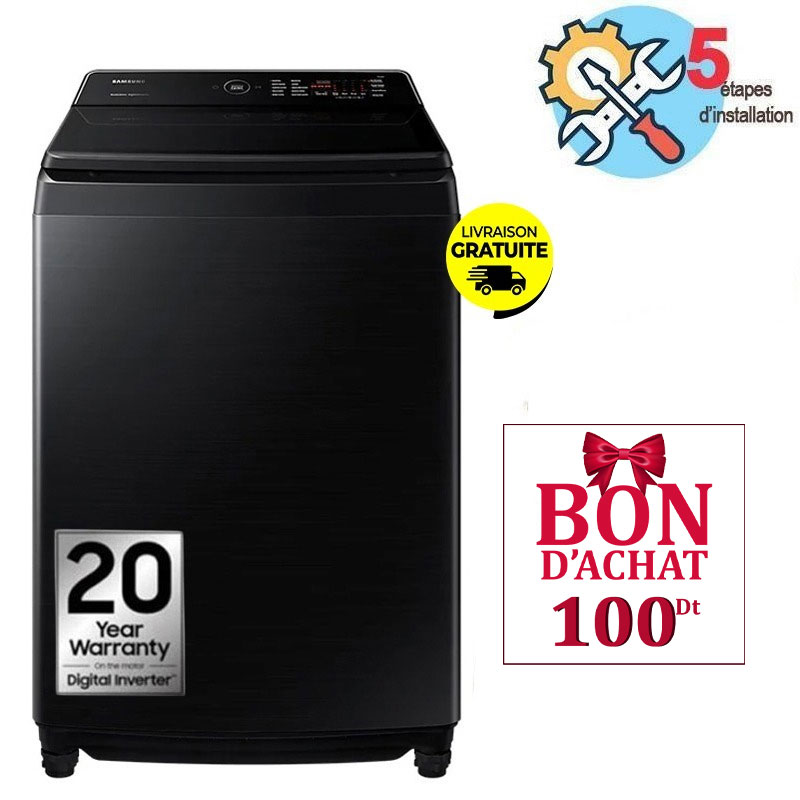 Lave Linge Top SAMSUNG WA80F19S8B 19Kg - Noir
