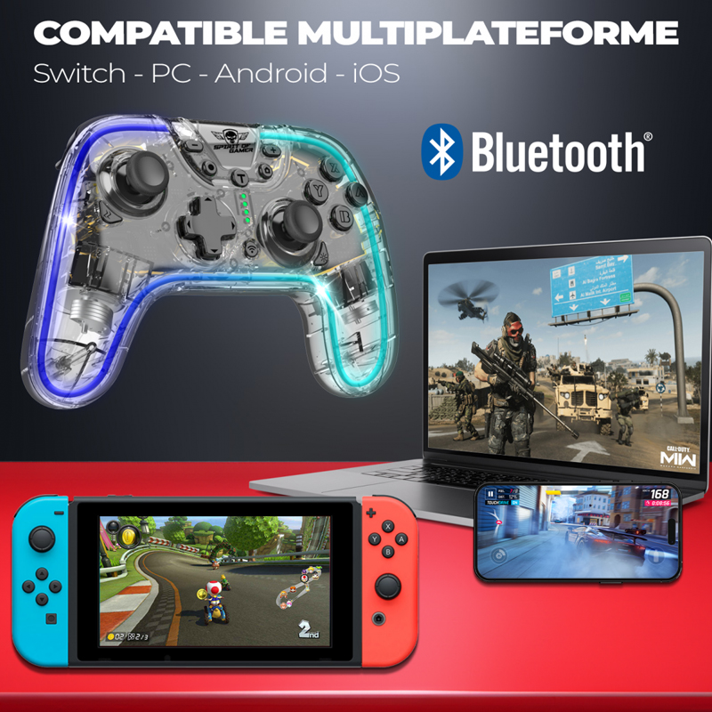  Manette Gamer Sans Fil SPIRIT OF GAMER PULSE RGB - Transparente - Image 2
