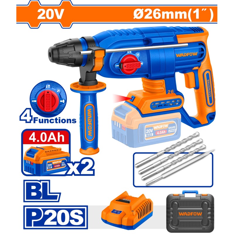 Marteau Perforateur WADFOW 20V 26MM sans fil - Image 2
