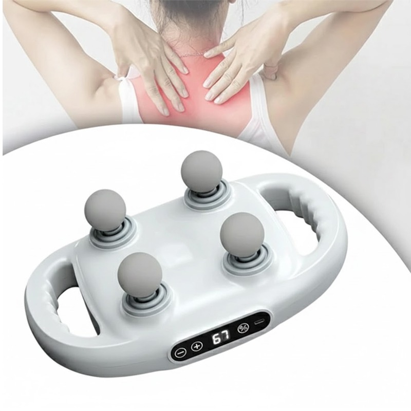 Massage Gun Multifonction à 4 Têtes - Blanc - Image 2