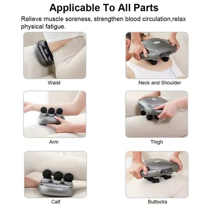 Massage Gun Multifonction à 4 Têtes - Blanc - Image 3