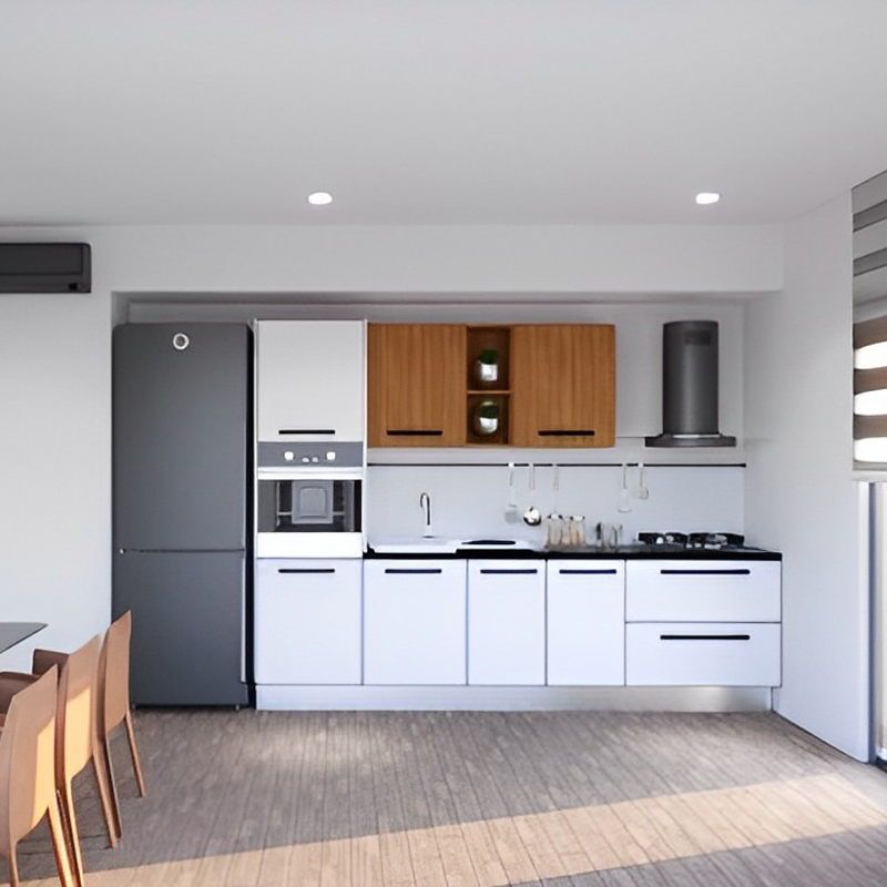 Meuble De Cuisine LOFT 7 Éléments Avec Plan De Travail - Blanc/Chéne