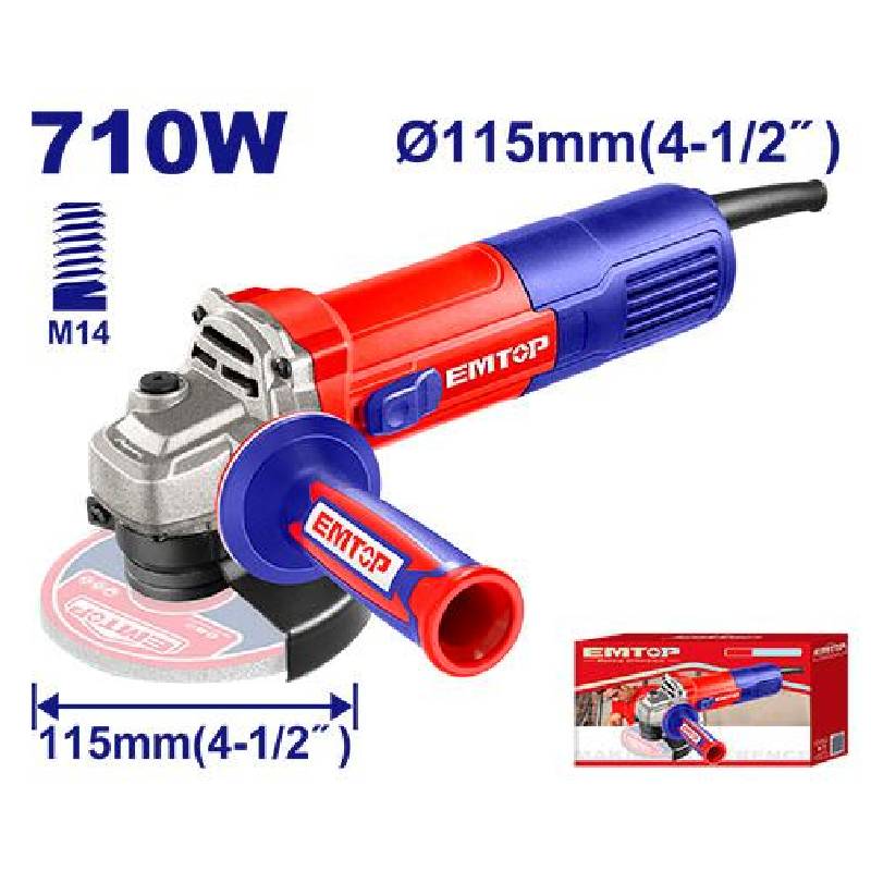 Meuleuse EMTOP EAGR17181 115MM 710W - Rouge&Bleu - Image 2