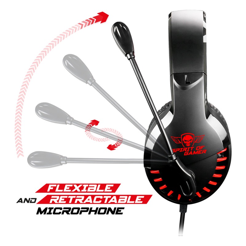 Micro Casque Gamer Filaire SPIRIT OF GAMER Pro H3 - Noir&Rouge - Image 2