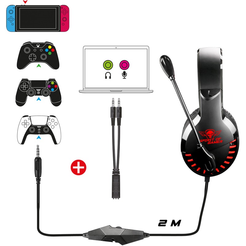 Micro Casque Gamer Filaire SPIRIT OF GAMER Pro H3 - Noir&Rouge - Image 5
