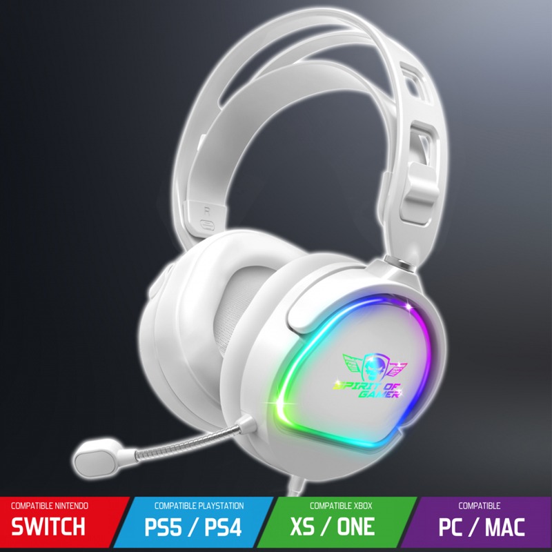 Micro Casque Gamer Filaire SPIRIT OF GAMER PRO H6 ARTIC RGB - Blanc - Image 8