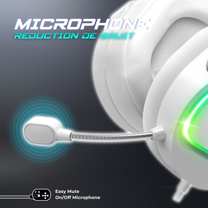 Micro Casque Gamer Filaire SPIRIT OF GAMER PRO H6 ARTIC RGB - Blanc - Image 3