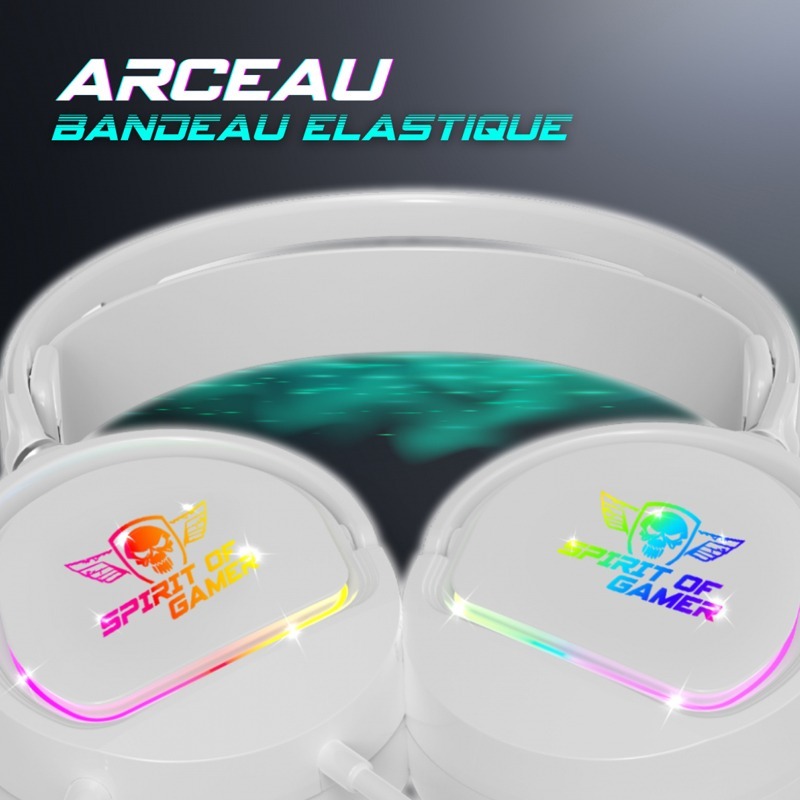 Micro Casque Gamer Filaire SPIRIT OF GAMER PRO H6 ARTIC RGB - Blanc - Image 7