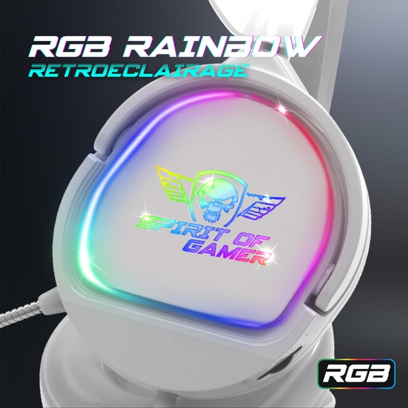 Micro Casque Gamer Filaire SPIRIT OF GAMER PRO H6 ARTIC RGB - Blanc - Image 4
