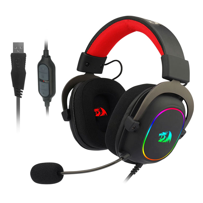 Casque Gaming Redragon H510RGB Écouteur USB Noir avec Arceau Fil, Photo boutique MyTek chez MyTek
