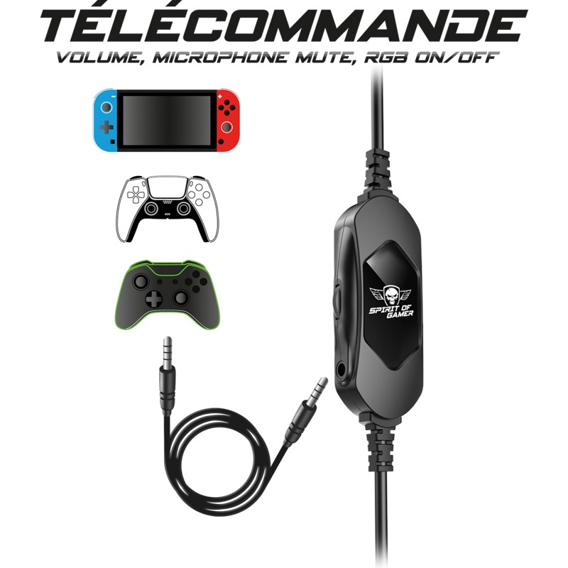 Micro Casque Gamer SPIRIT OF GAMER XPERT H700 - Noir&Blanc - Image 3