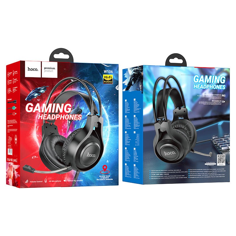 Micro Casque HOCO Tiger Filaire Gaming W106 - Noir - Image 5