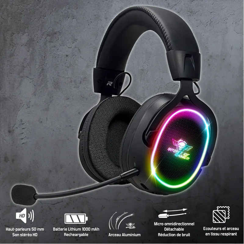 Micro Casque Sans FIL Gamer SPIRIT OF GAMER XPERT- H1200 - Noir - Image 3
